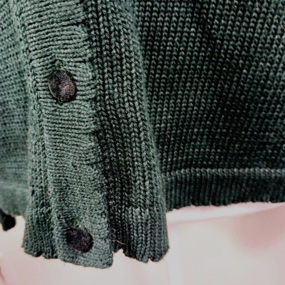 Vintage Marisa Christina Drk Green Cardigan Faux Fur Collar W Pom Christmas 2001 - Picture 10 of 15